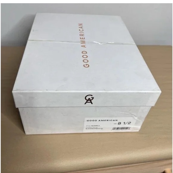 Good American Womens Size 8.5 Clear Wedge Sandals Neoprene Black Lucite - Picture 10 of 10